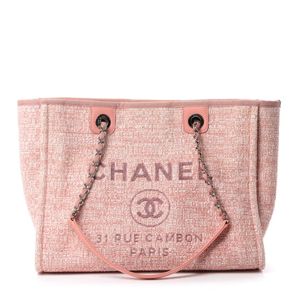 Chanel Straw Lurex Small Deauville Tote Pink 1 of 11