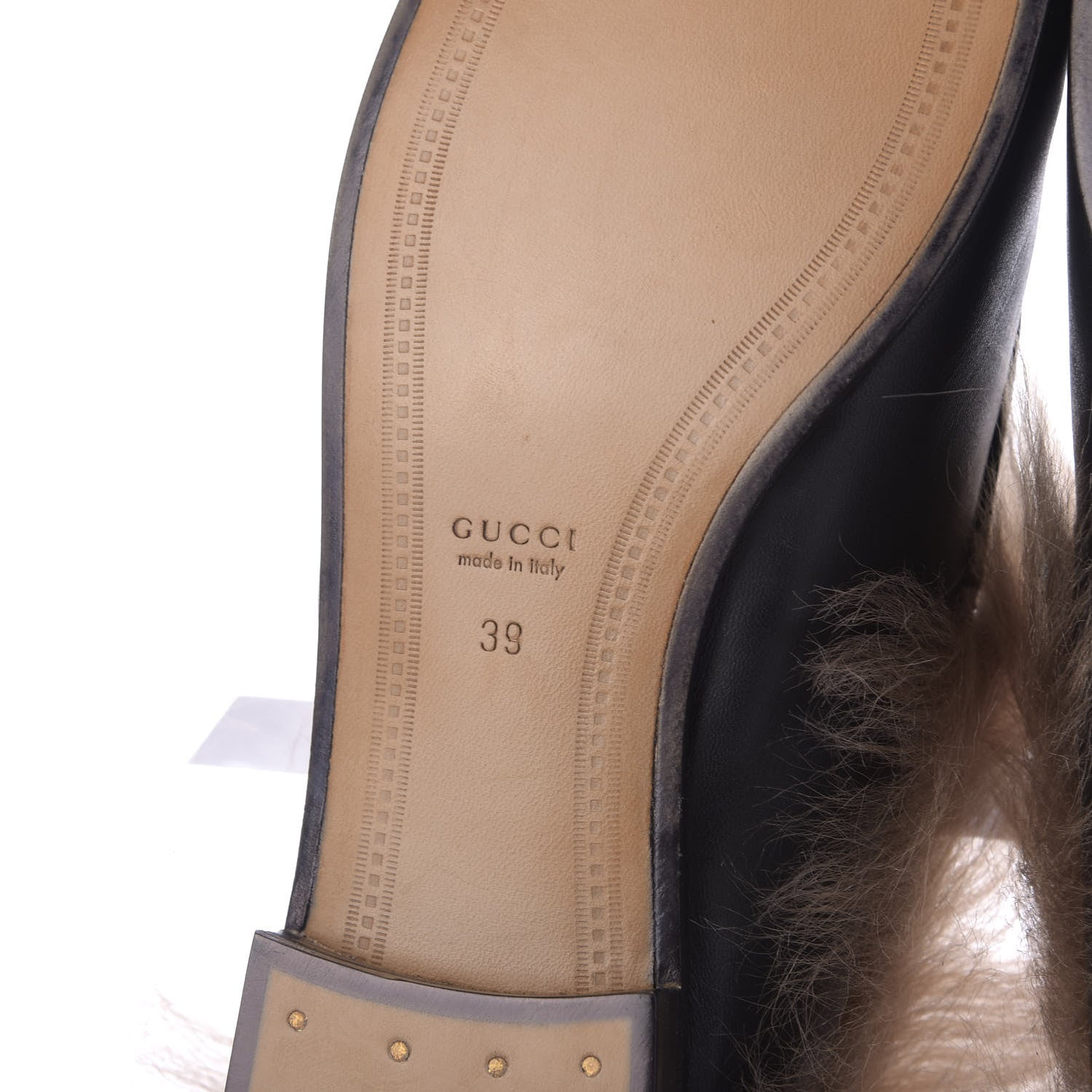 Gucci Malaga Kid Fur Womens Jordaan Loafers 39 Black Natural 8 of 11