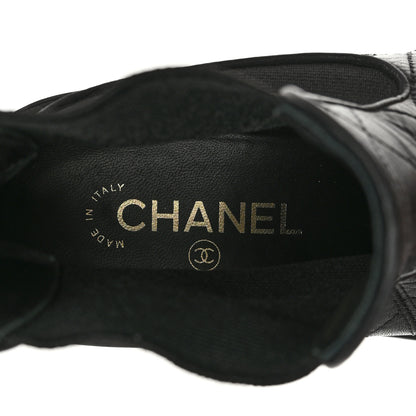 Chanel Calfskin Patent Cap Toe Quilted Short Boots 39 Black 7 of 9
