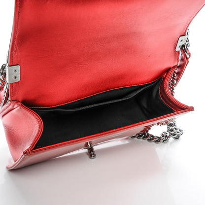 Chanel Metallic Patent Quilted Medium Boy Flap Red 5 of 7