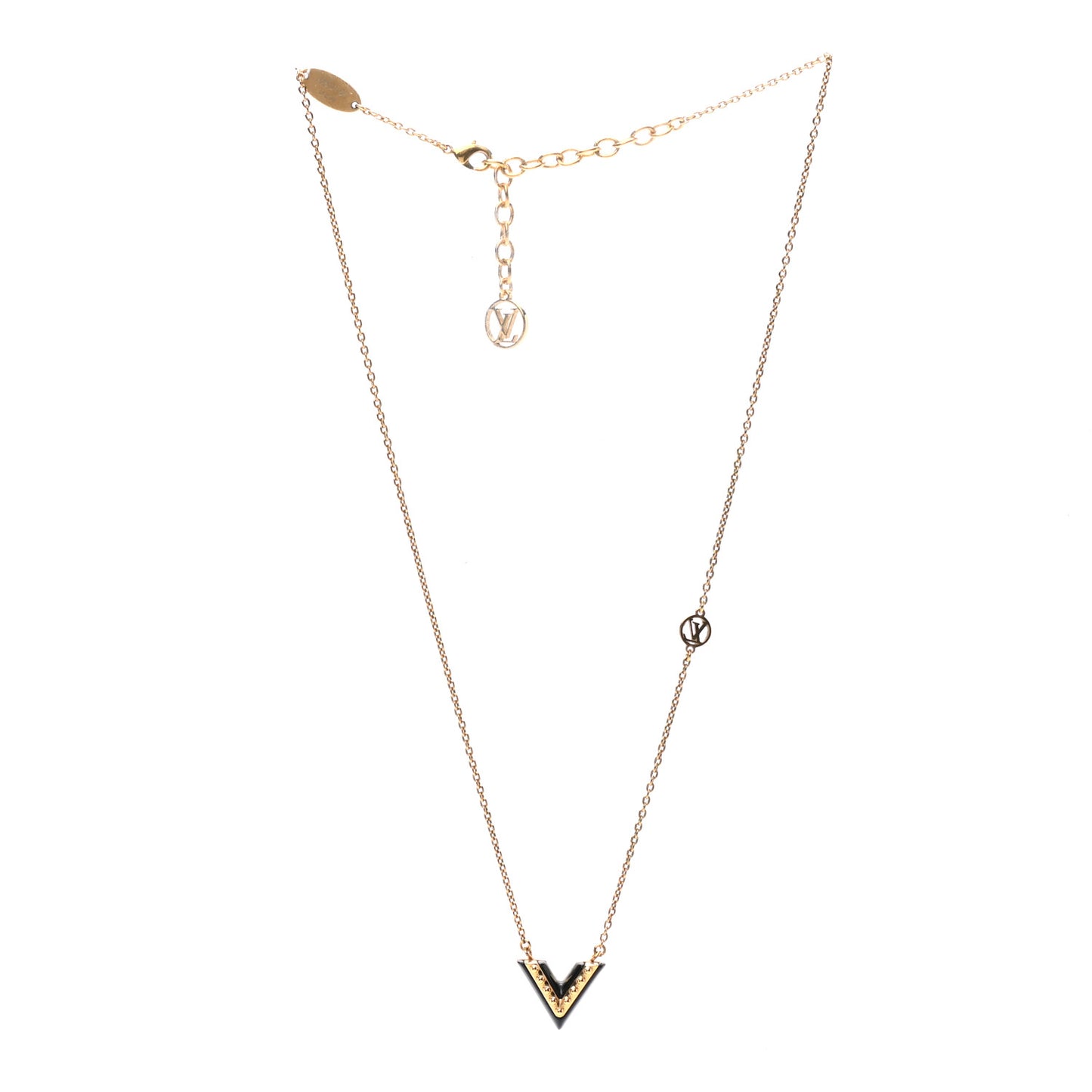 Essential Studded V Necklace Gold Black