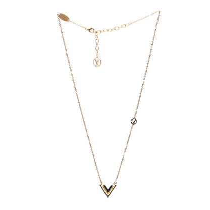 Louis Vuitton Essential Studded V Necklace Gold Black 2 of 7