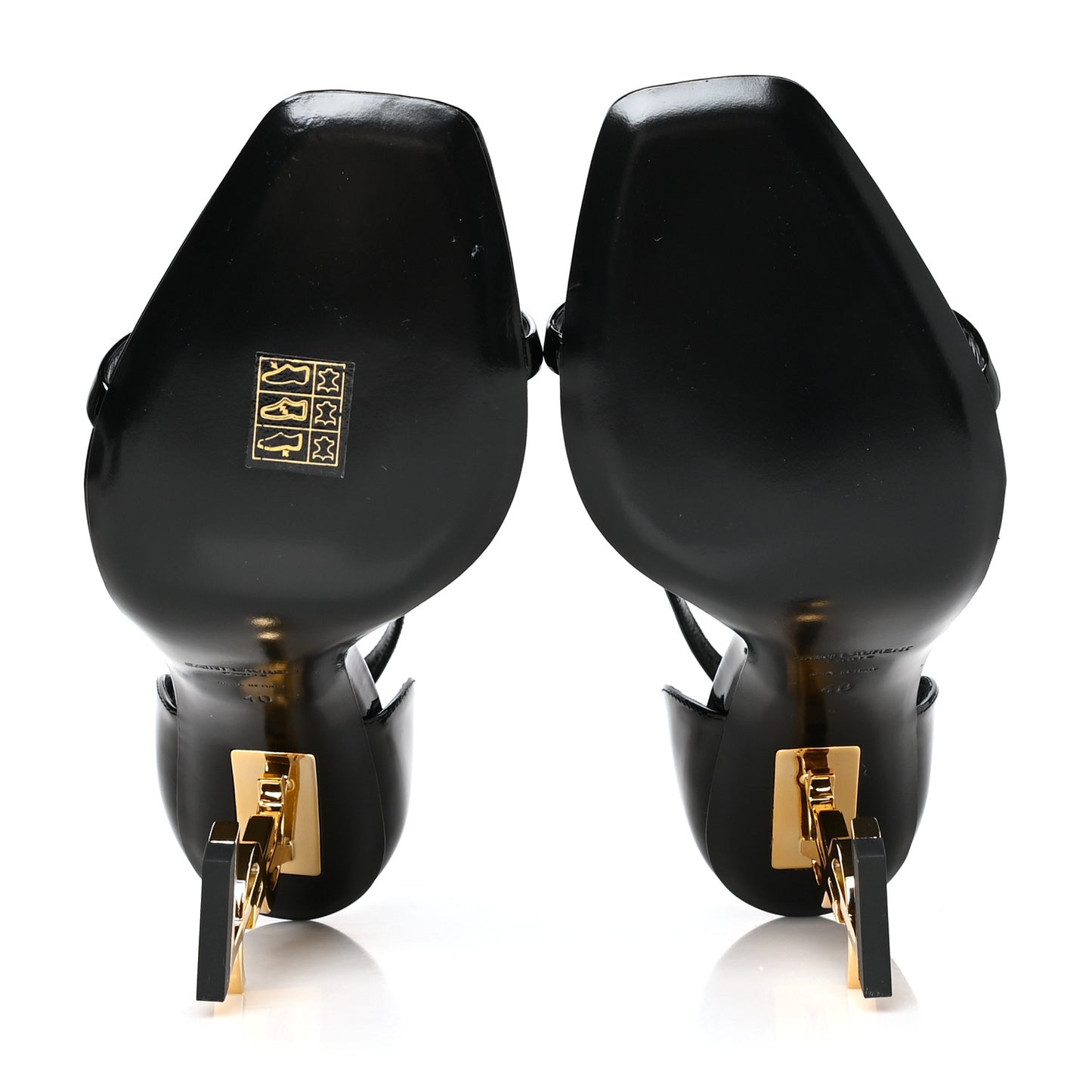 Patent Calfskin Opyum 110 Sandals 40 Black Gold