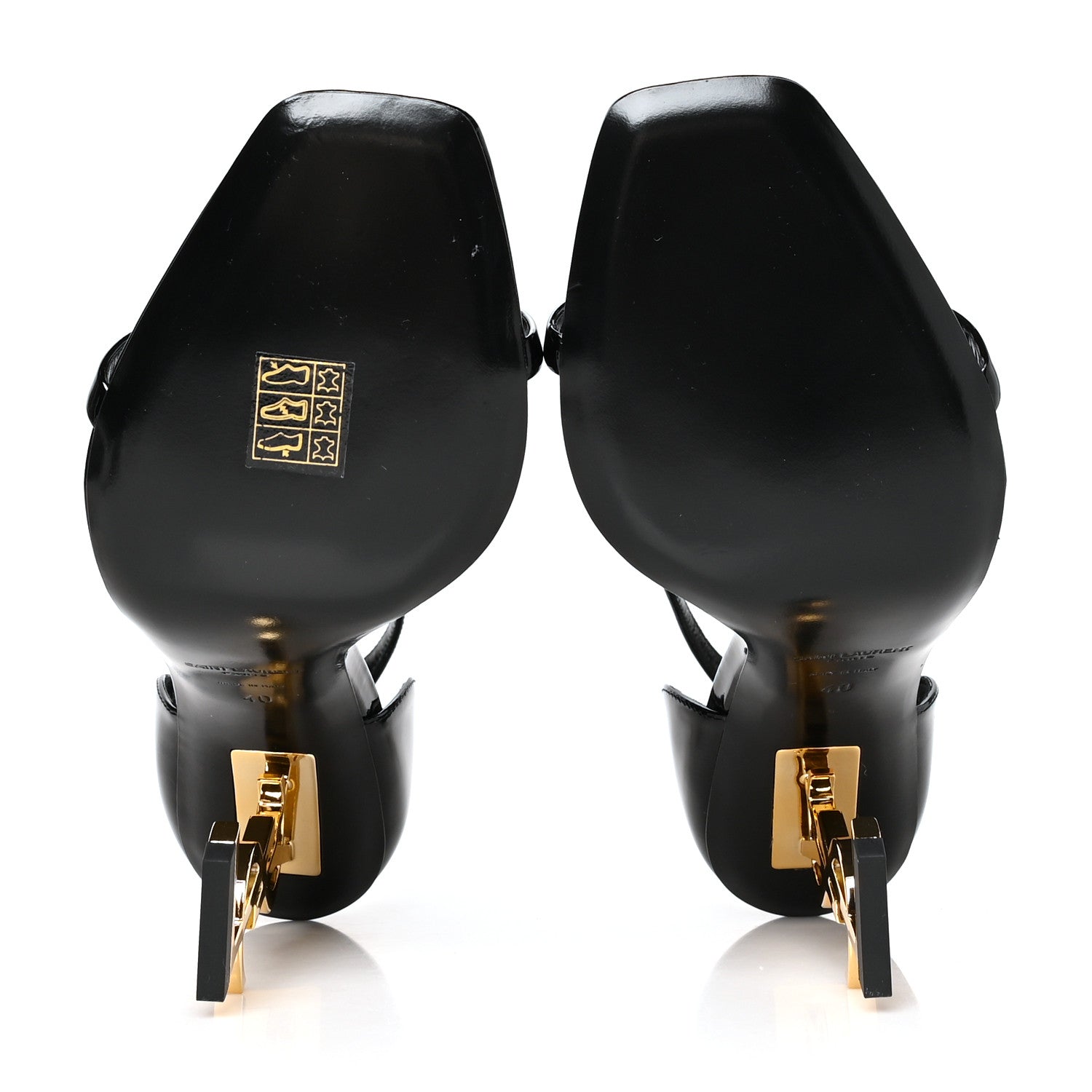 Saint Laurent Patent Calfskin Opyum 110 Sandals 40 Black Gold 5 of 7