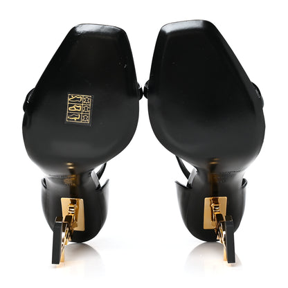 Saint Laurent Patent Calfskin Opyum 110 Sandals 40 Black Gold 5 of 7