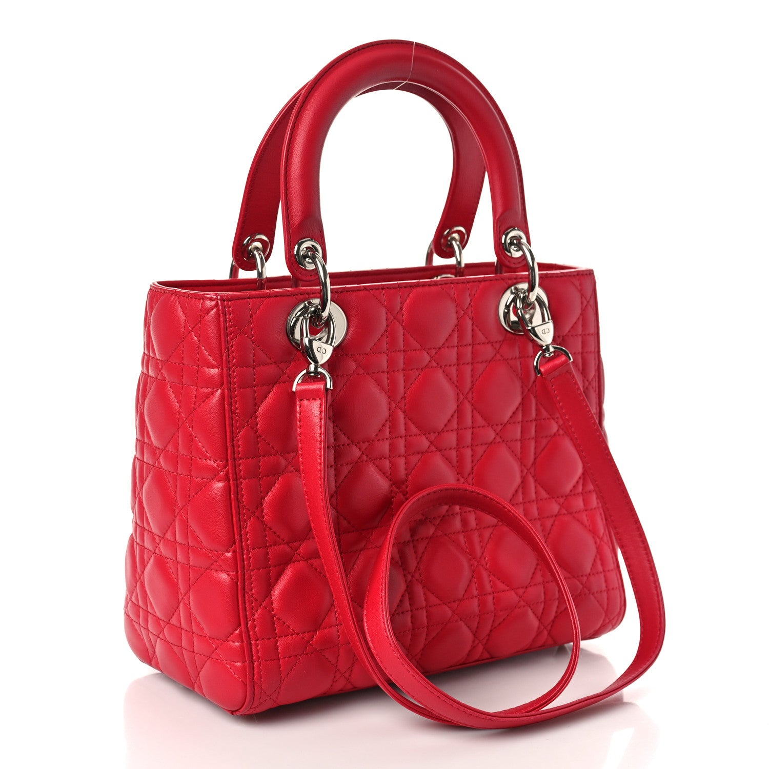 Christian Dior Lambskin Cannage Medium Lady Dior Fuchsia 3 of 9