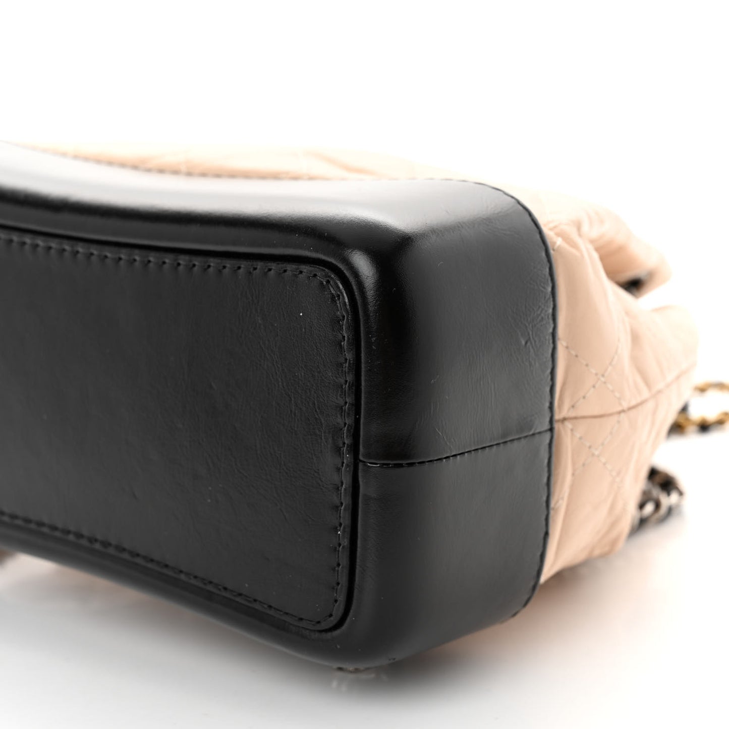 Aged Calfskin Quilted Small Gabrielle Backpack Beige Black