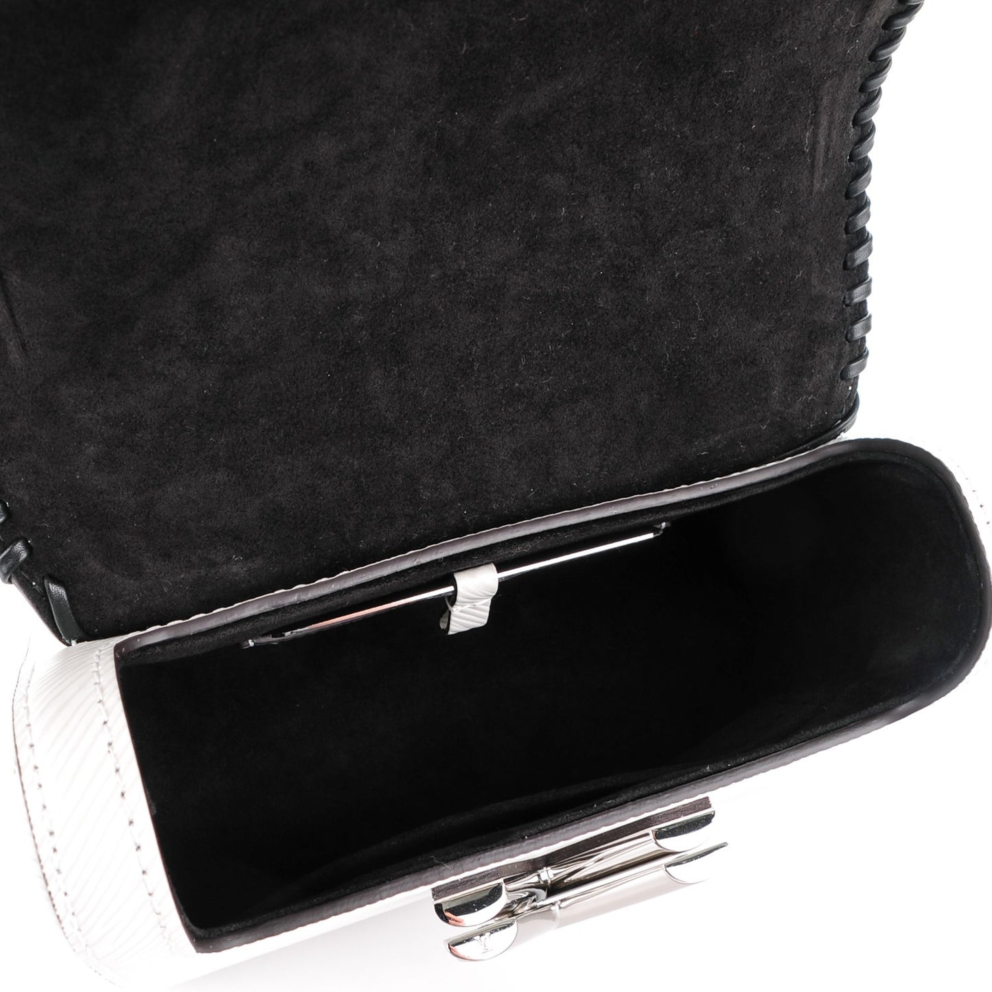 Epi Embroidered Twist Shoulder Bag PM White