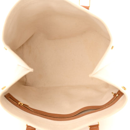 Celine Canvas Calfskin Logo Print Small Horizontal Cabas Natural Tan 5 of 16