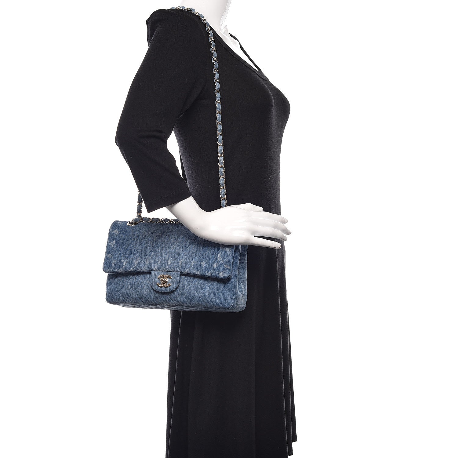 Chanel Denim Quilted Medium Double Flap Blue 2 of 9