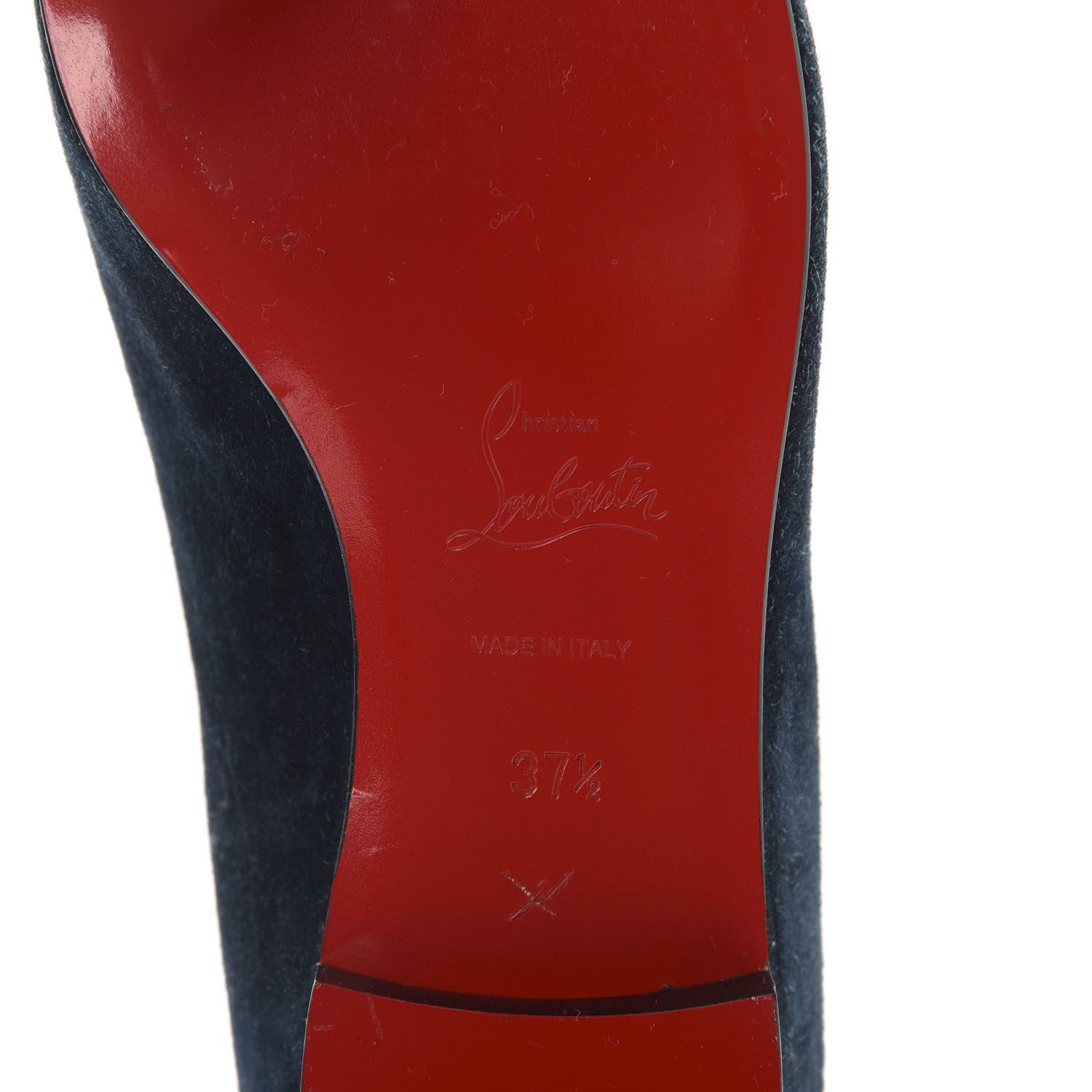 Christian Louboutin Velvet Veau Velours Cap Toe I Love My Loubies Loafers 37.5 Rouge Imperial Blue Kohl 8 of 10