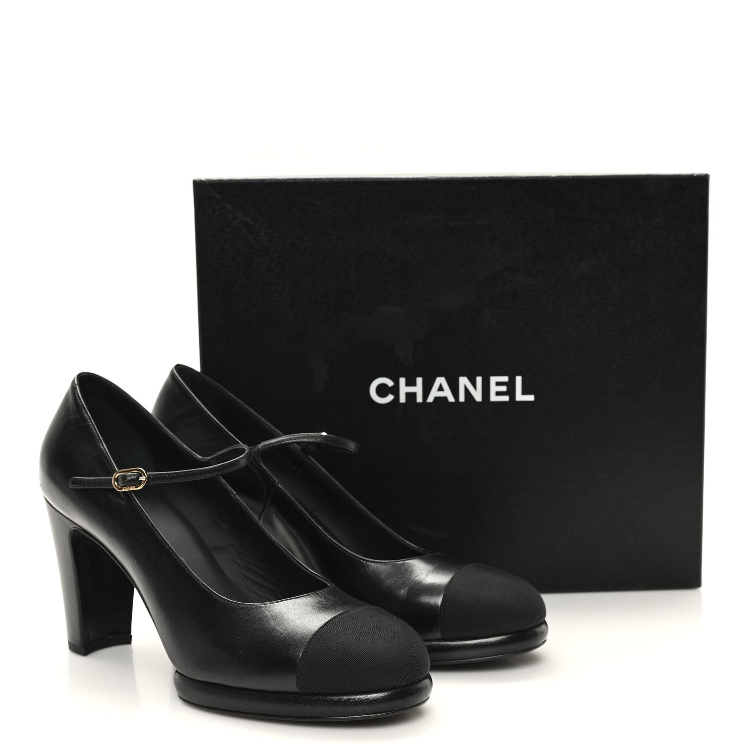 Chanel Goatskin Grosgrain Cap Toe Mary Jane Pumps 39.5 Black 10 of 10