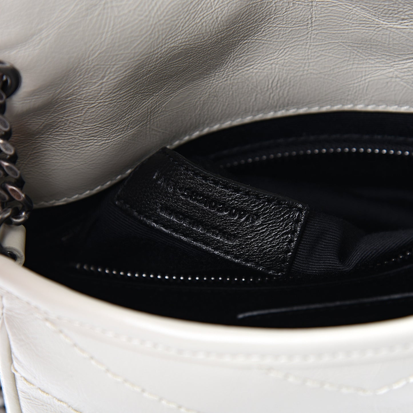Crinkled Calfskin Matelasse Monogram Niki Chain Wallet Crema Soft