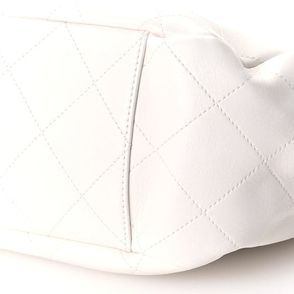 Chanel Shiny Calfskin Quilted Small Shopping Tote White 10 of 11