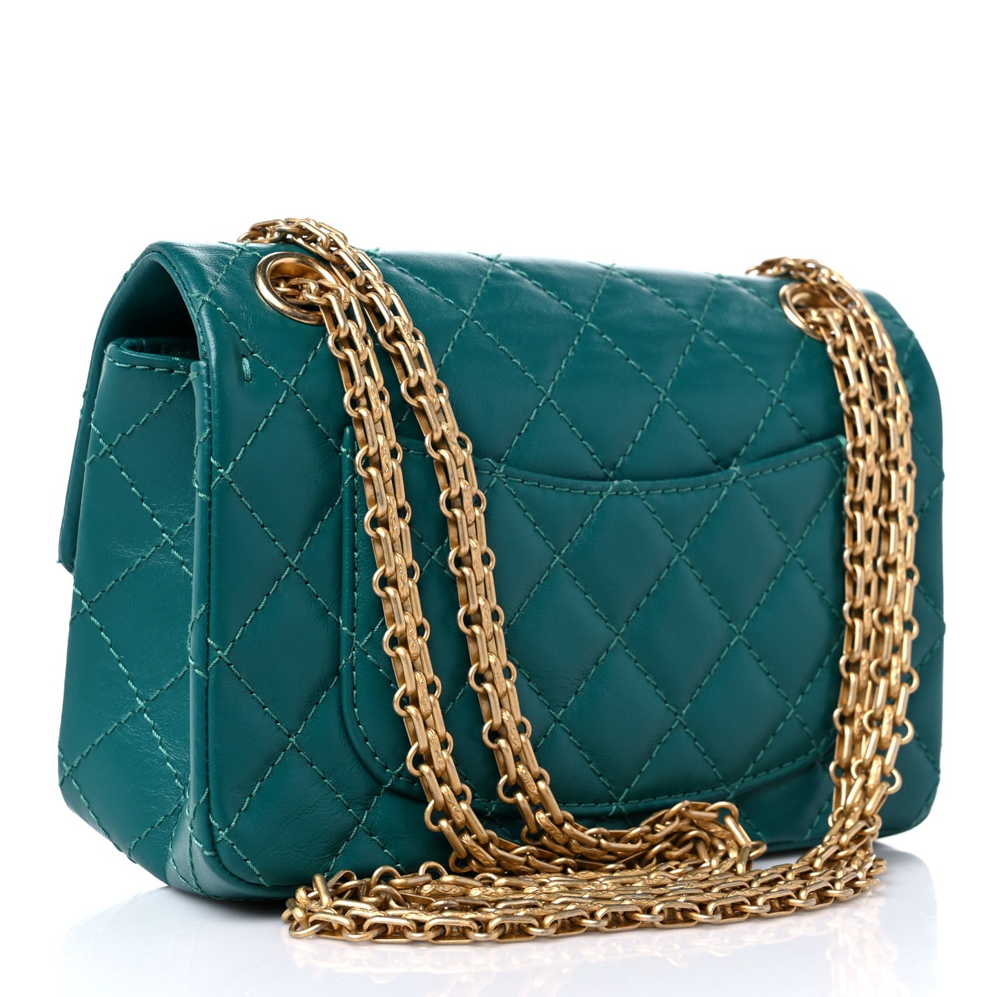 Aged Calfskin Quilted 2.55 Reissue Mini Flap Green