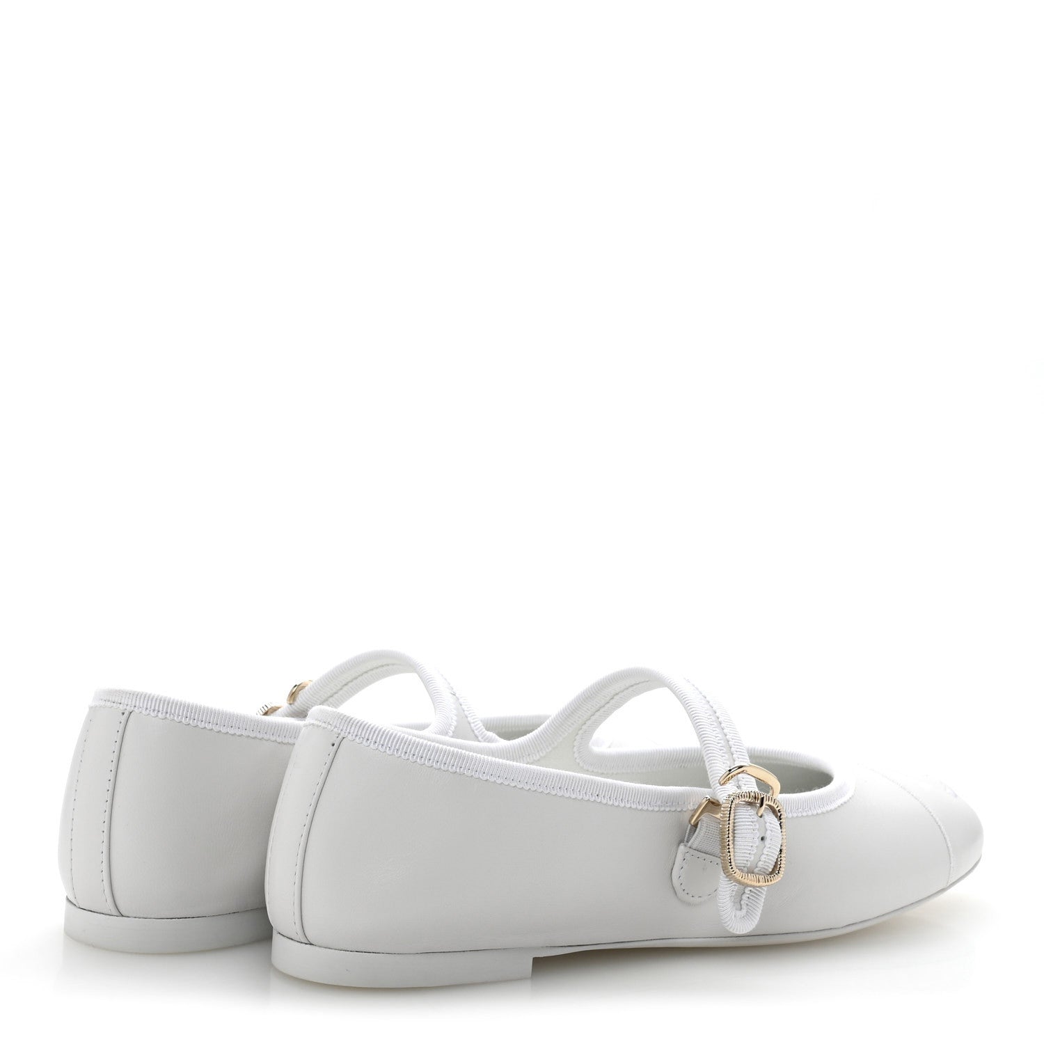 Chanel Lambskin Mary Jane Flats 37.5 White 5 of 10