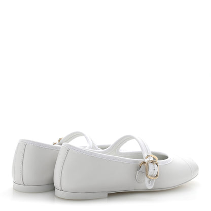 Chanel Lambskin Mary Jane Flats 37.5 White 5 of 10