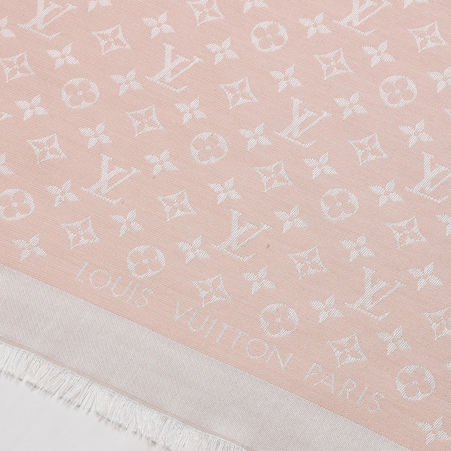 Silk Wool Monogram Shawl Rose