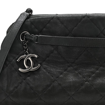 Chanel Iridescent Calfskin Stitched Just Mademoiselle Bowling Bag Black 8 of 11