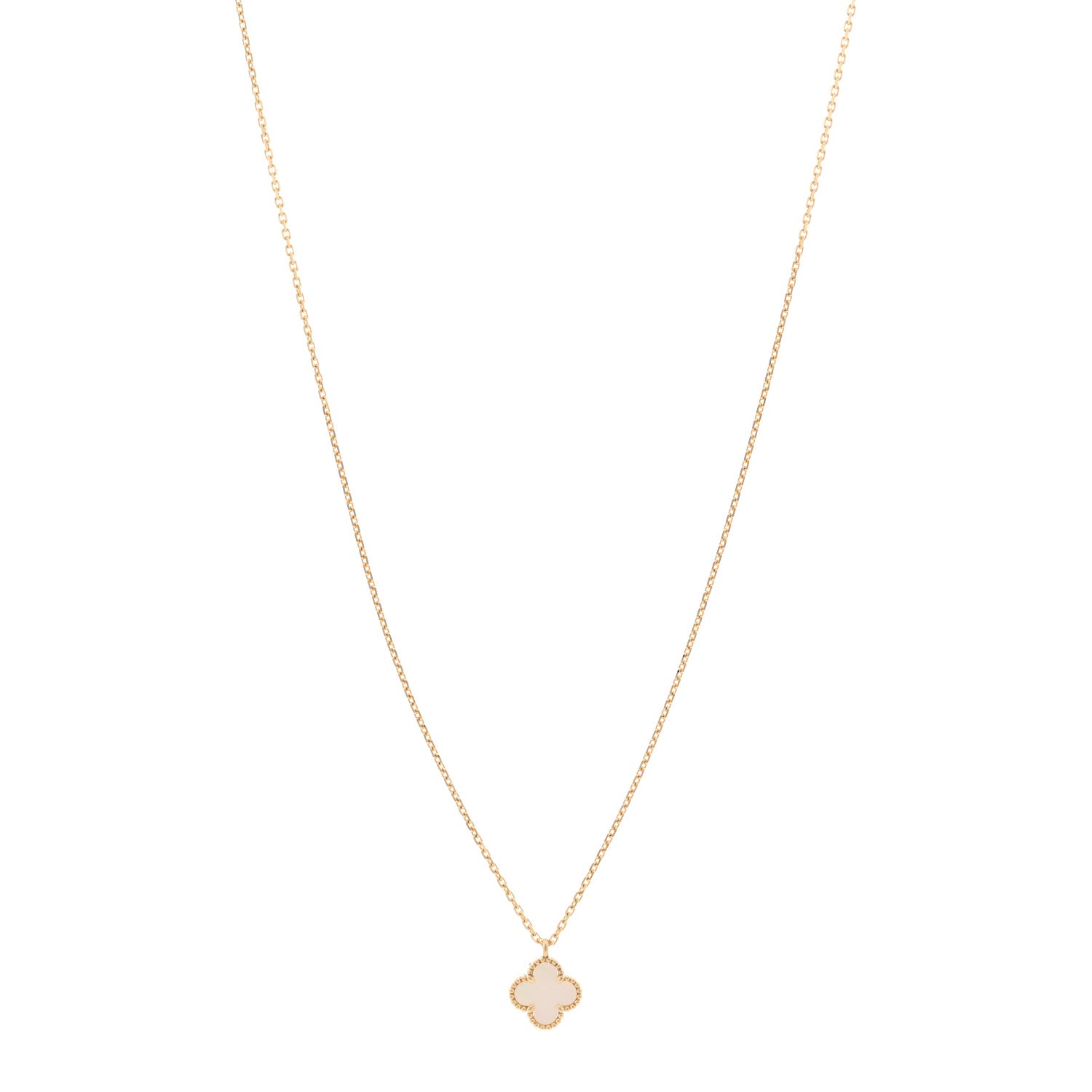 Van Cleef & Arpels 18K Yellow Gold Mother of Pearl Sweet Alhambra Pendant Necklace 1 of 5