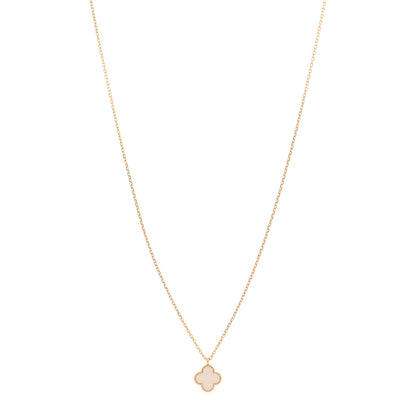 Van Cleef & Arpels 18K Yellow Gold Mother of Pearl Sweet Alhambra Pendant Necklace 1 of 5