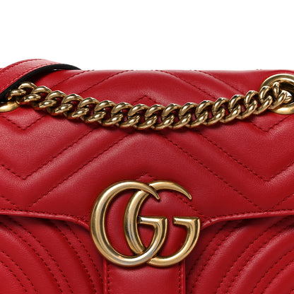 Gucci Calfskin Matelasse Mini GG Marmont Shoulder Bag Hibiscus Red 9 of 11