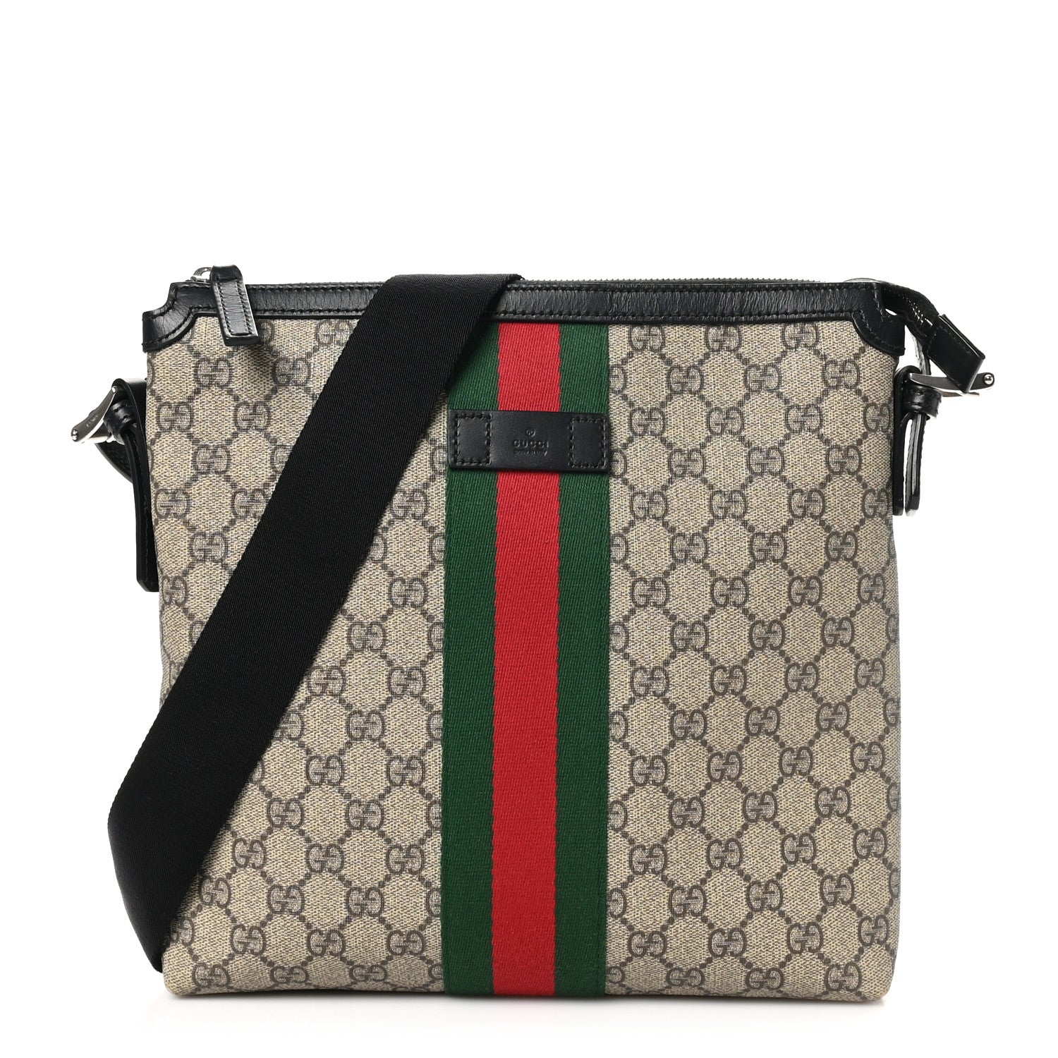 Gucci GG Supreme Monogram Web Messenger Bag Black 1 of 10