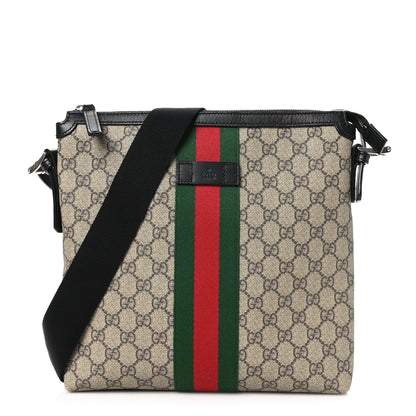 Gucci GG Supreme Monogram Web Messenger Bag Black 1 of 10