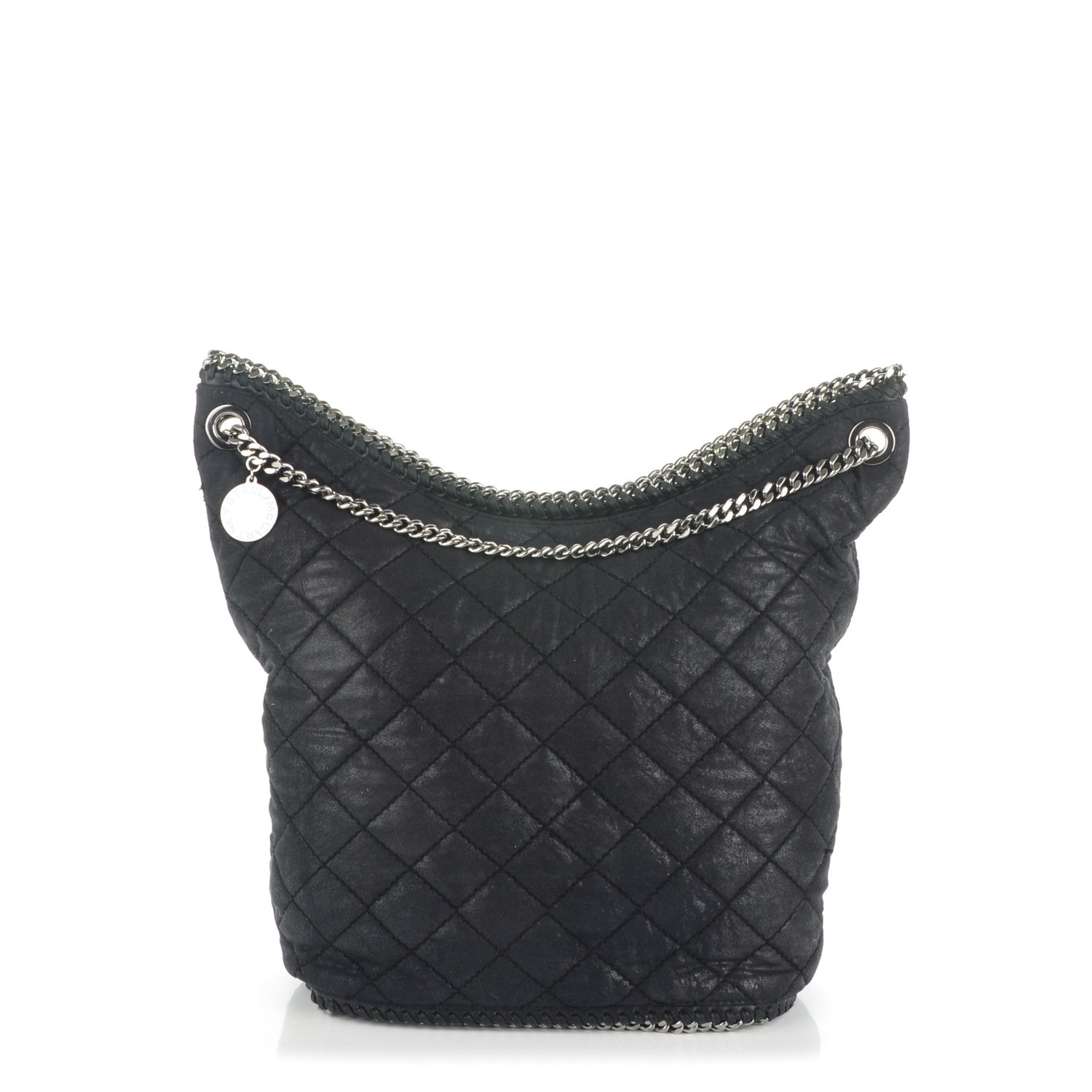 Stella McCartney Quilted Shaggy Deer Large Falabella Bucket Bag Black 1 of 7
