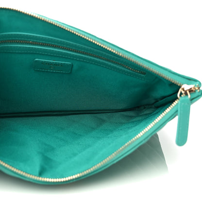 Chanel Caviar Quilted Medium Cosmetic Case Turquoise 5 of 10