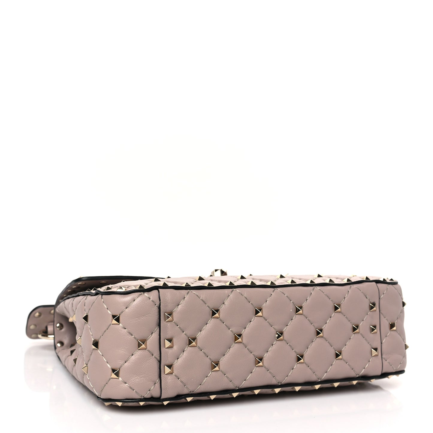 Lambskin Medium Rockstud Spike Shoulder Bag Poudre