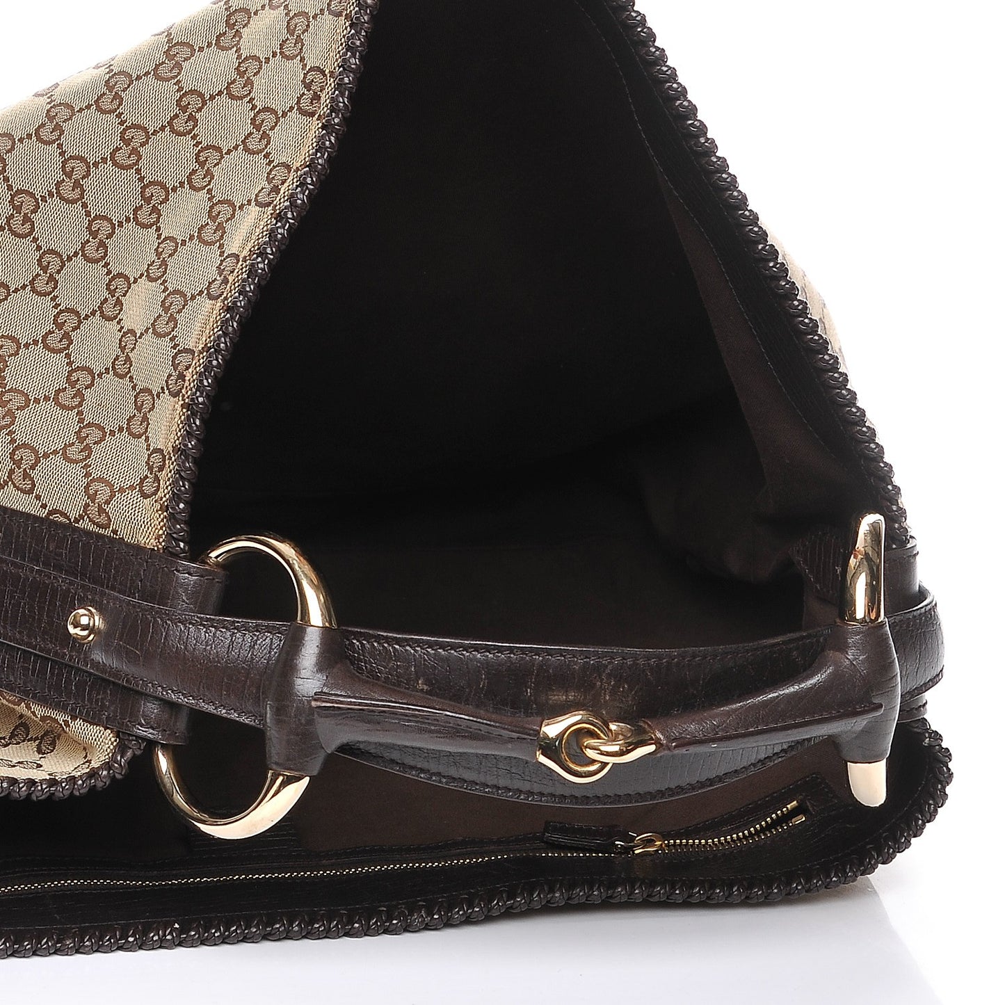 Monogram Large Horsebit Chain Hobo Dark Brown