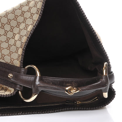 Gucci Monogram Large Horsebit Chain Hobo Dark Brown 5 of 7
