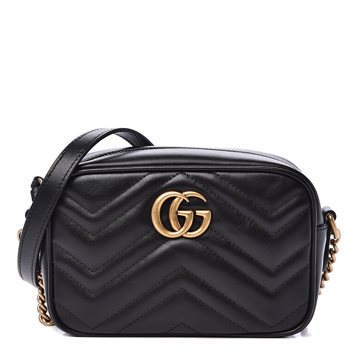 Calfskin Matelasse Mini GG Marmont Chain Shoulder Bag Black