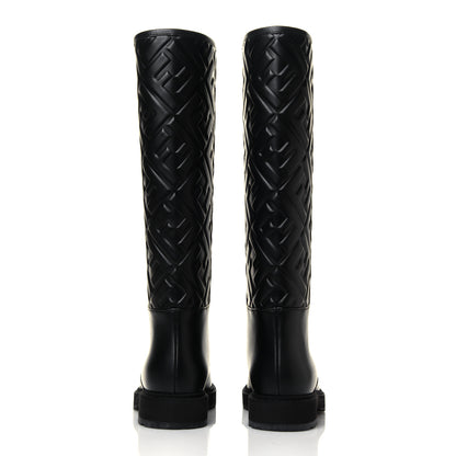 Fendi Vitello Nappa FF Embossed Tall Boots 35.5 Black 5 of 7