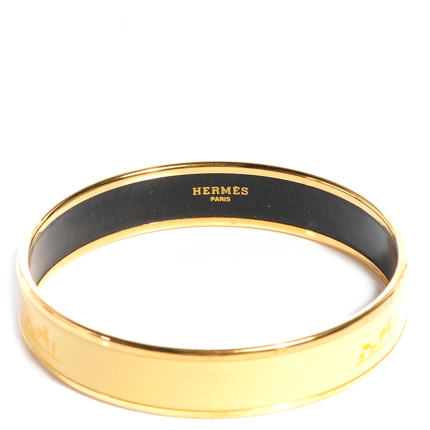 Hermes Enamel Printed Caleche Medium Bracelet 70 Yellow 1 of 6