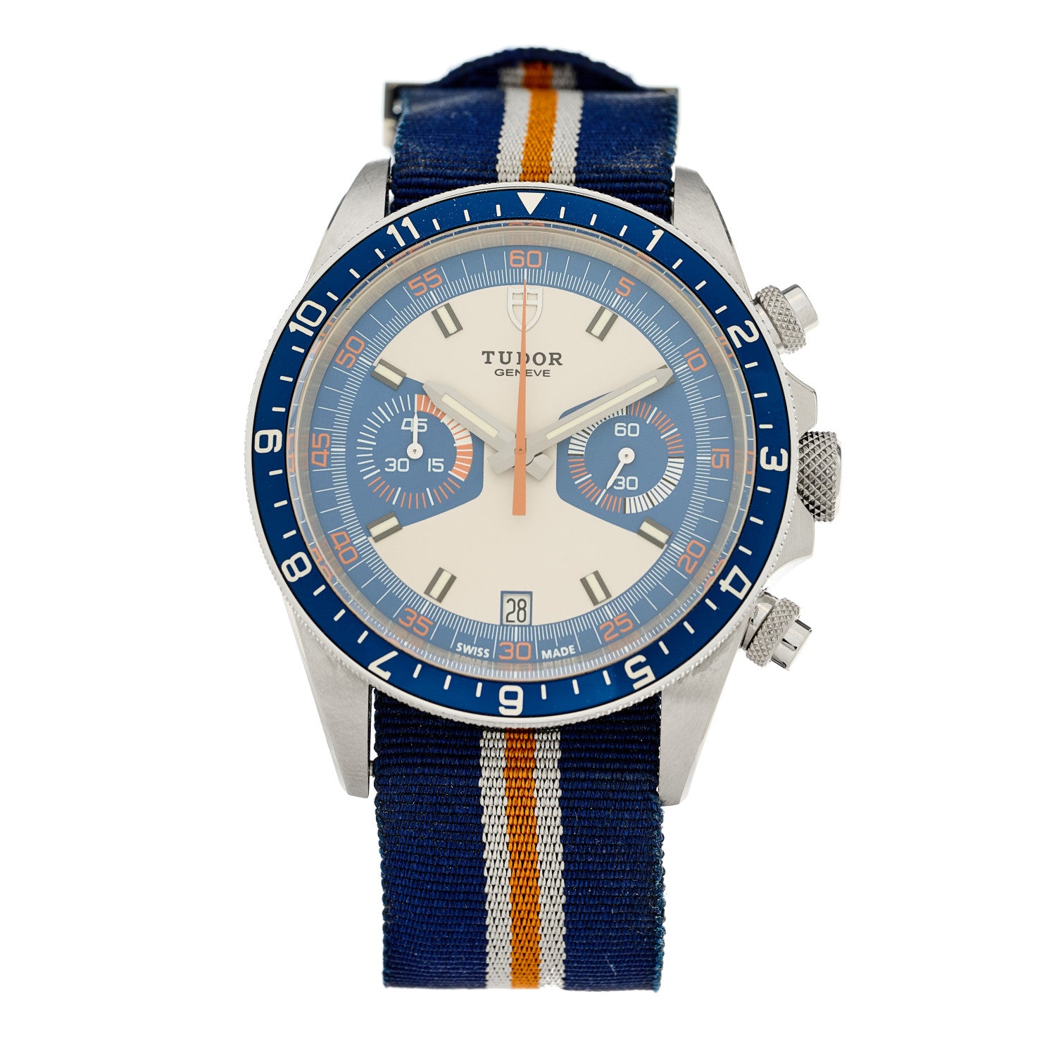 TUDOR Stainless Steel Fabric 42mm Heritage Chrono Automatic Watch Blue 70330B 1 of 4