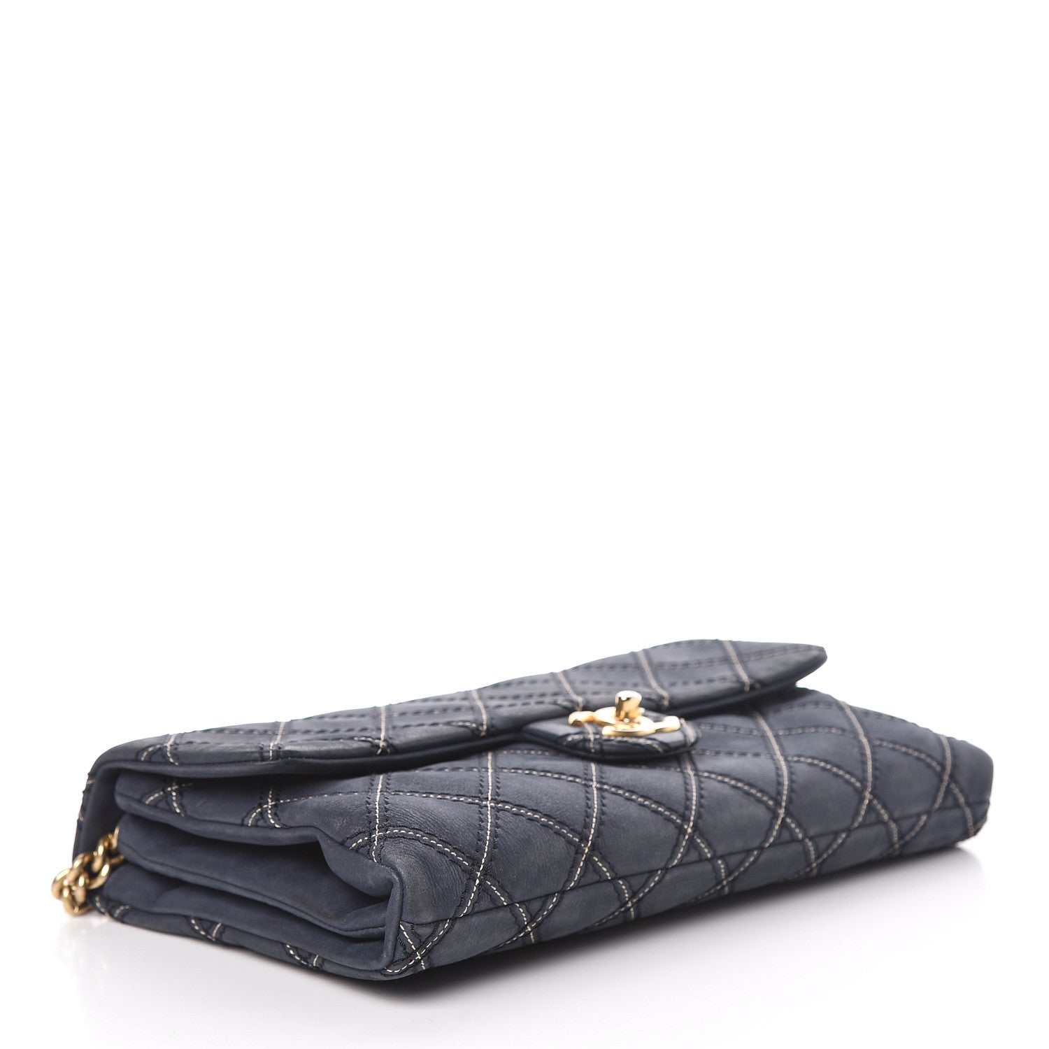 Chanel Calfskin Triple Stitched Medium Flap Navy 4 of 15