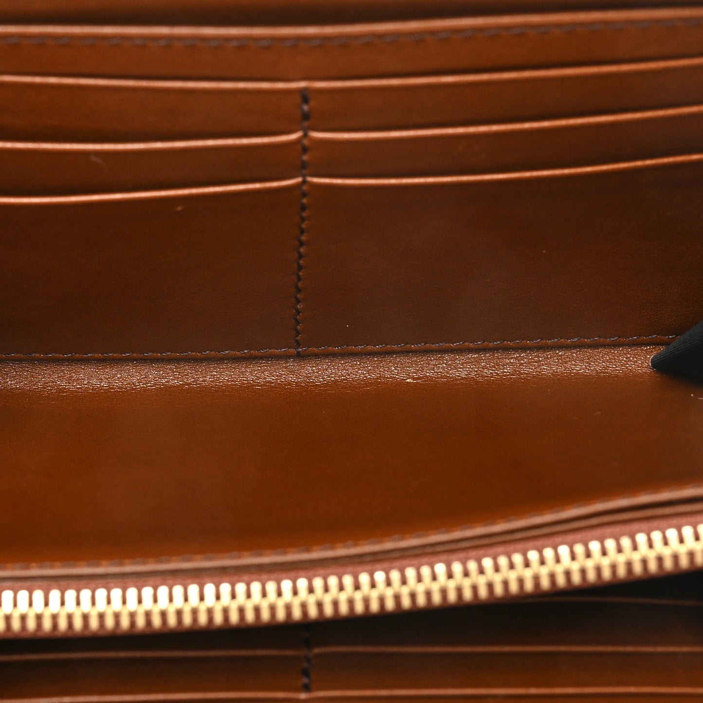 House Check Bridle Calfskin Ziggy Zip Around Wallet Dark Tan