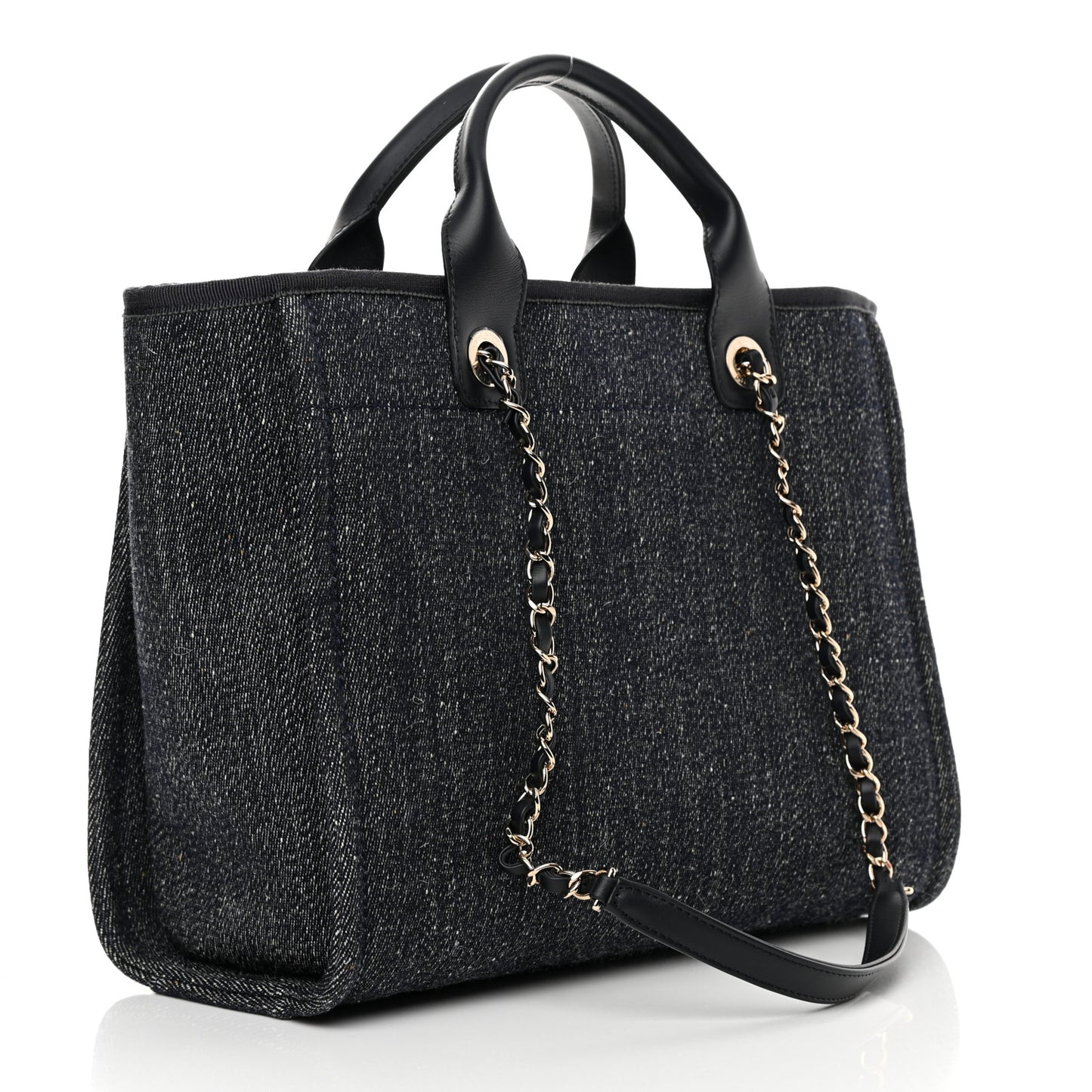 Denim Medium Deauville Tote Dark Blue White