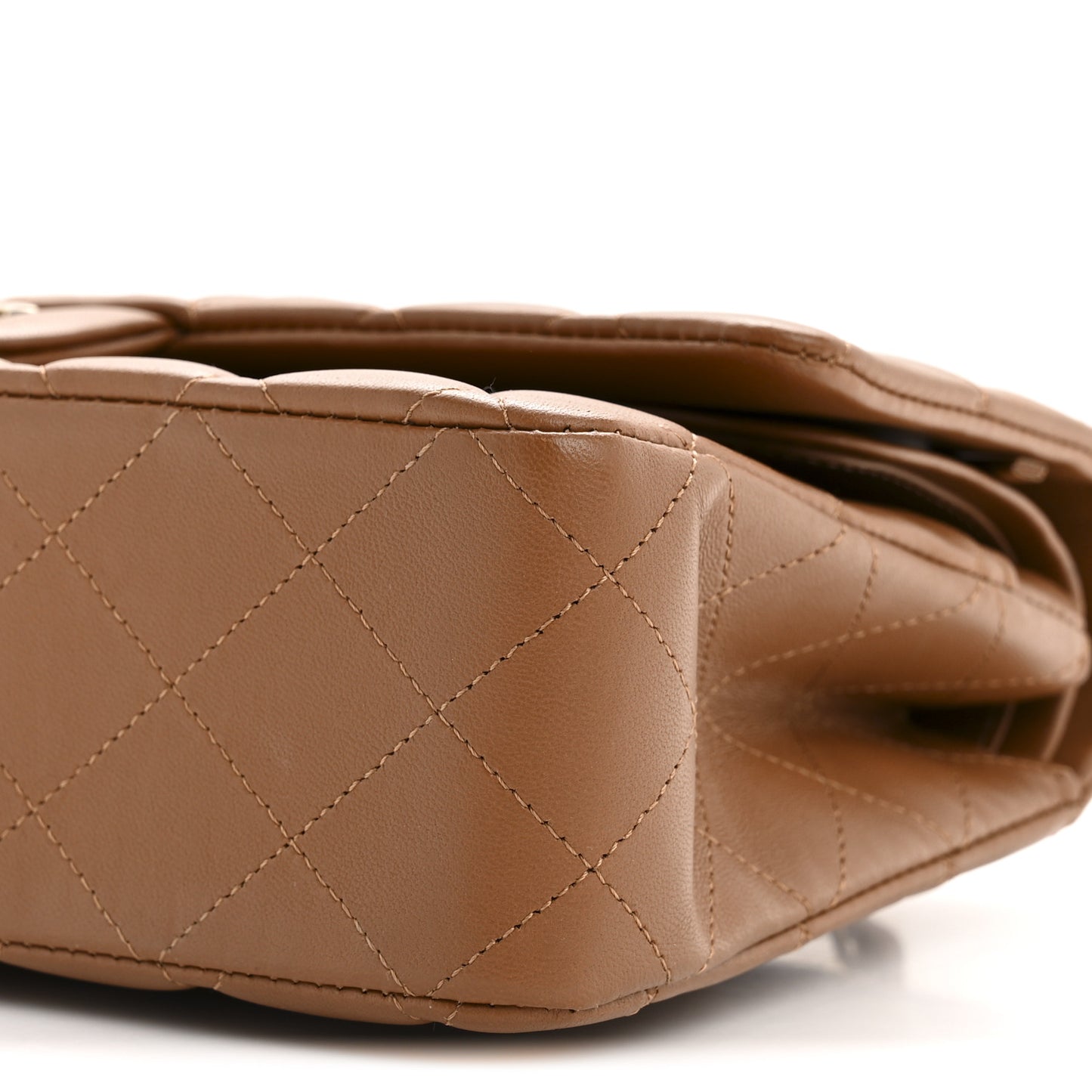 Lambskin Quilted Medium Double Flap Brown