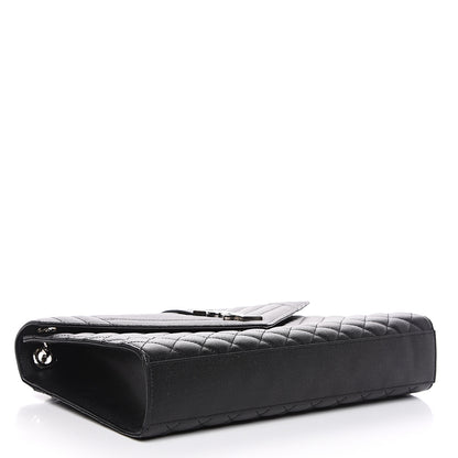 Saint Laurent Grain De Poudre Textured Mixed Matelasse Large Triquilt Monogram Satchel Black 3 of 12