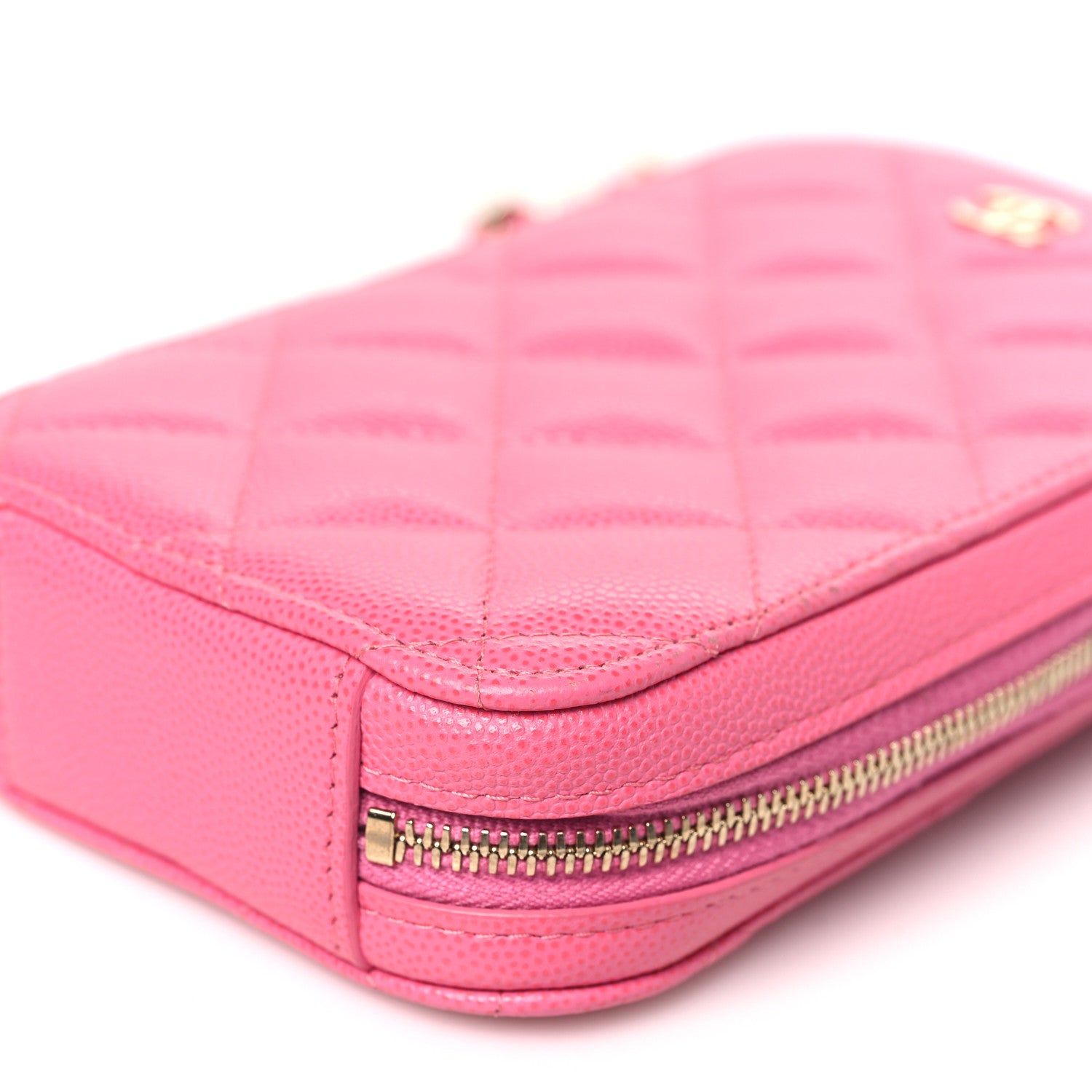 Chanel Caviar Quilted Phone Holder Wallet On Chain WOC Pink 10 of 11