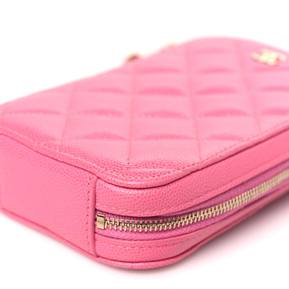 Chanel Caviar Quilted Phone Holder Wallet On Chain WOC Pink 10 of 11