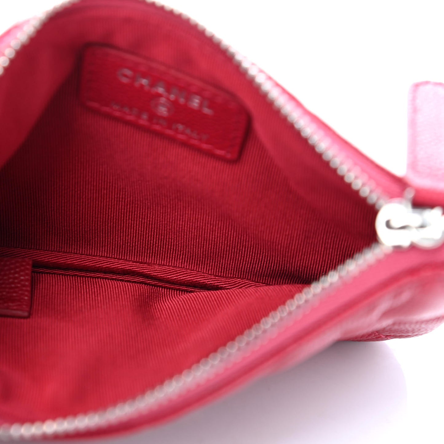 Caviar Quilted Small Cosmetic Case Dark Pink