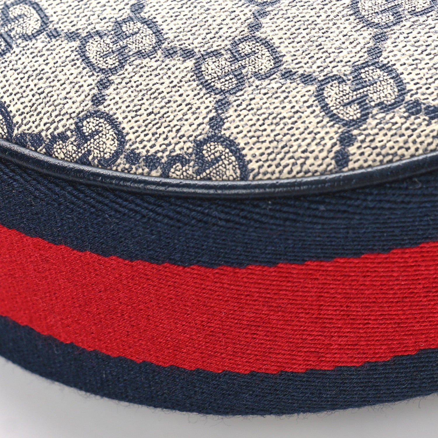 Gucci GG Supreme Monogram Textured Dollar Calfskin Web Mini Ophidia Half Moon Hobo Beige Blue 7 of 8