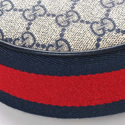 Gucci GG Supreme Monogram Textured Dollar Calfskin Web Mini Ophidia Half Moon Hobo Beige Blue 7 of 8
