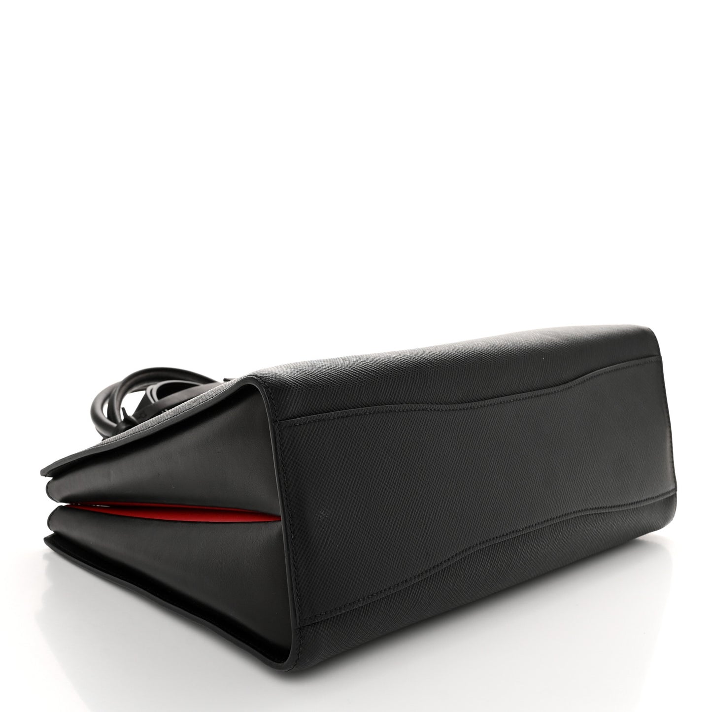 Saffiano Cuir Calfskin Large Double Handle Bag Black Fuoco