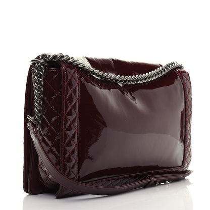 Chanel Patent Large Boy Reverso Flap Burgundy 4 of 13