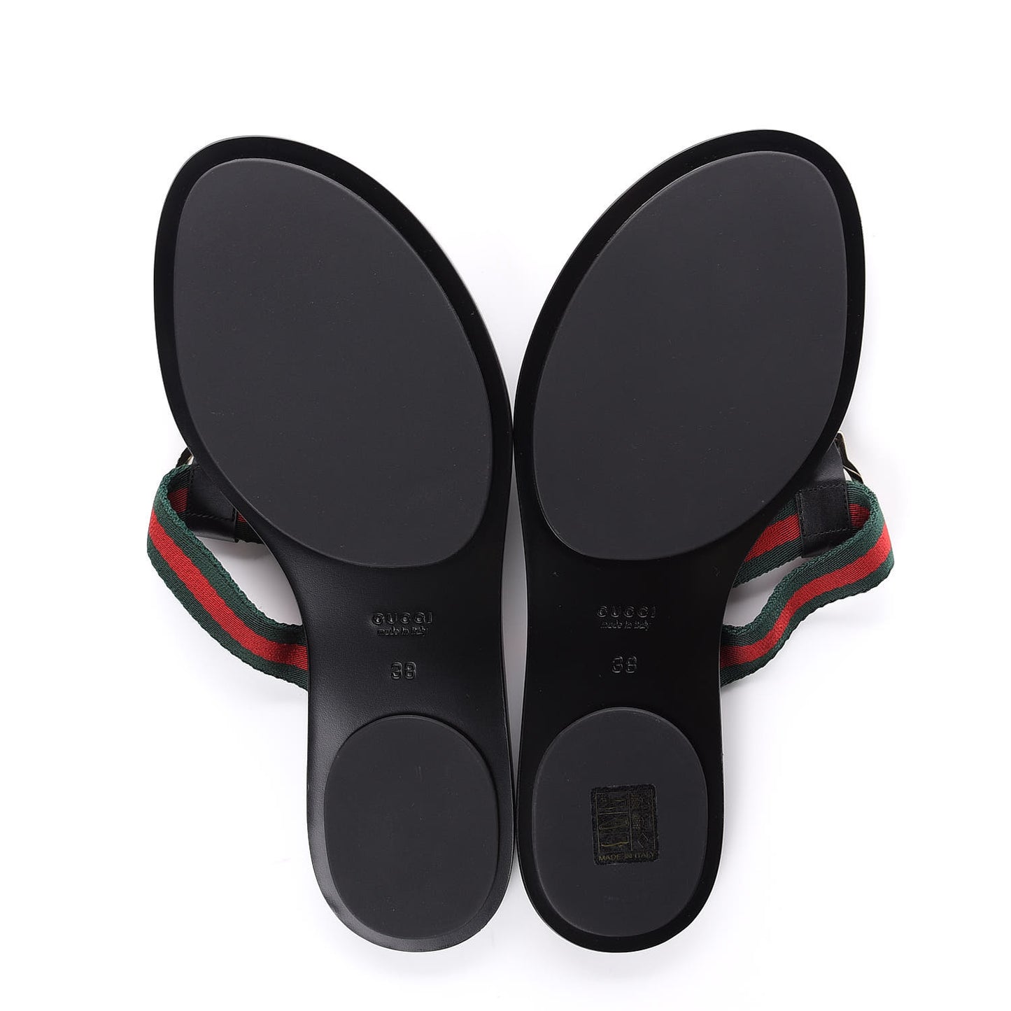 Nylon Guccissima Web Womens Thong Sandals 38 Green Red Black
